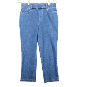 L.L. Bean Women's Pull On Cropped Jeans Blue XS Denim 5-Pocket